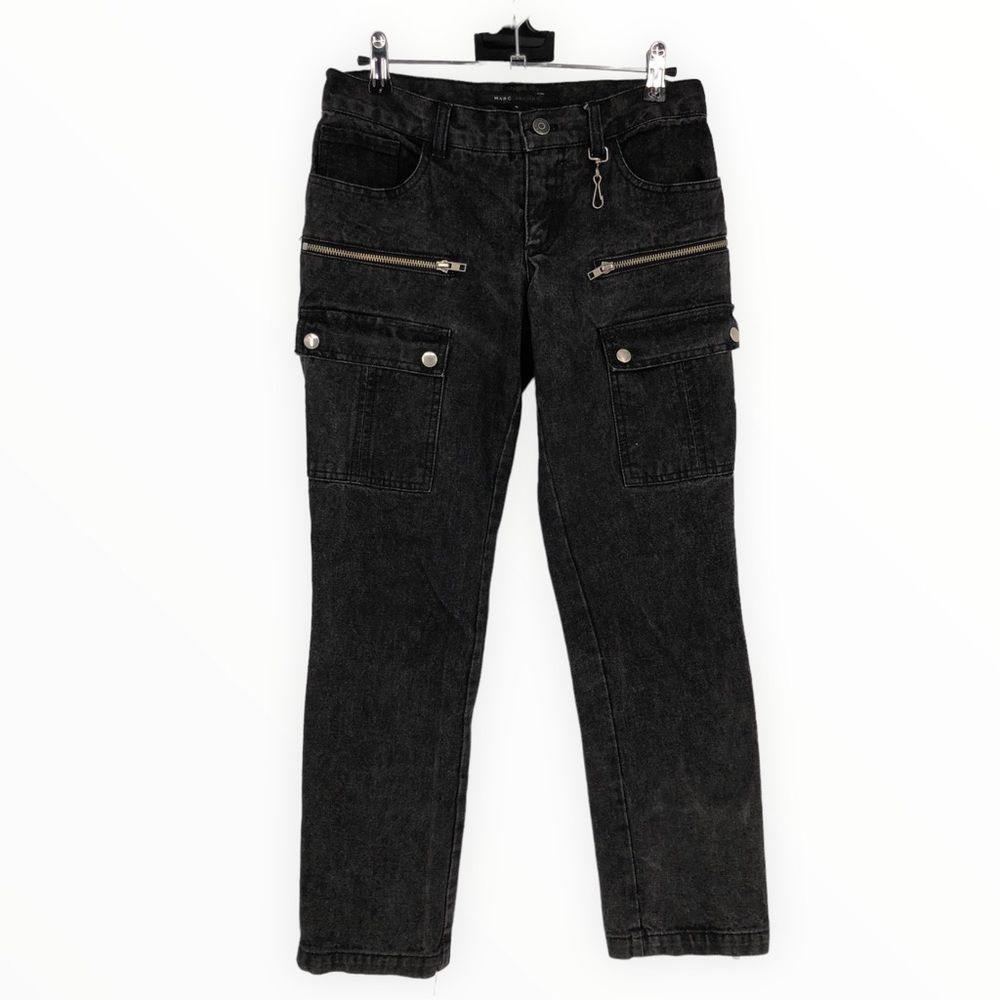 Marc Jacobs Washed Black Cargo Pocket Cropped Zippered Jeans Pants size 2